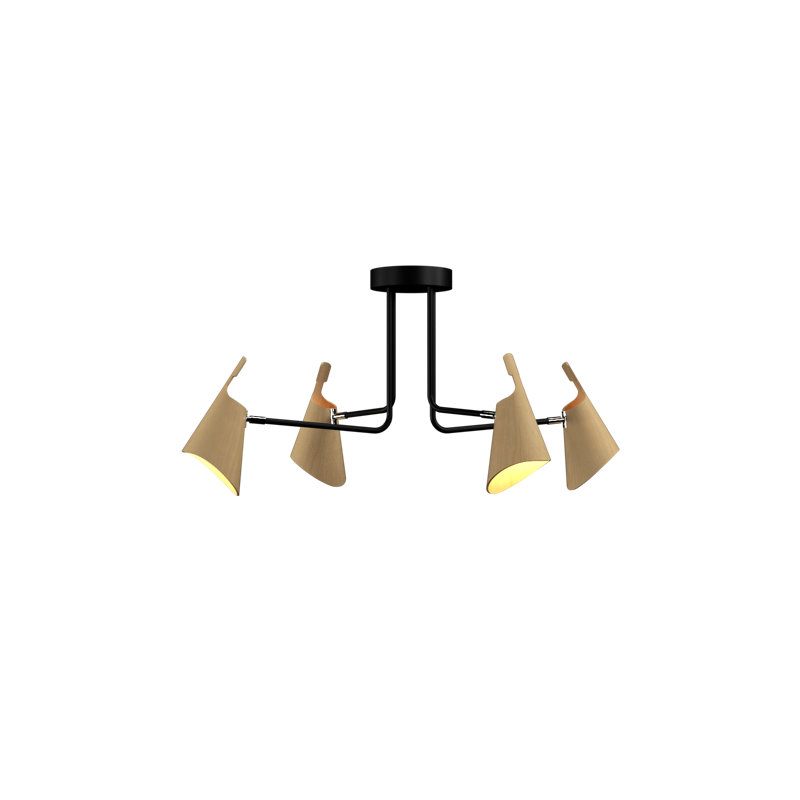 Chandelier, Maple, 4, 19.09" H x 39.37" W x 25" D