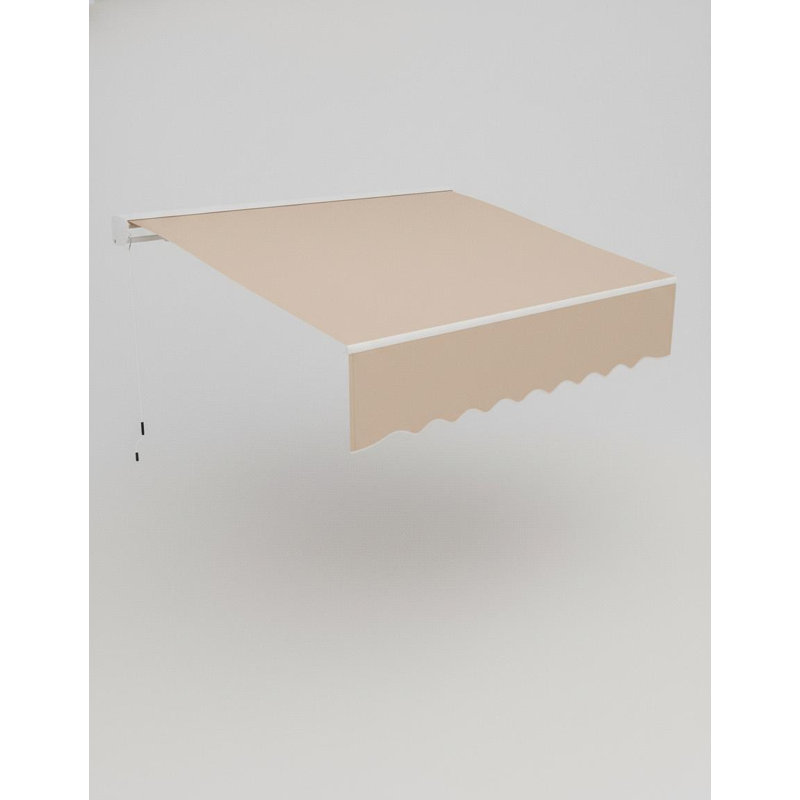 Manual Retractable Patio Awning - Heavy Duty Aluminum Frame - UV & Rain Protection - Fade & Tear-Resistant Polyester - Outdoor Sun Shade Shelter - Easy Crank Operation - Khaki, 10x8FT