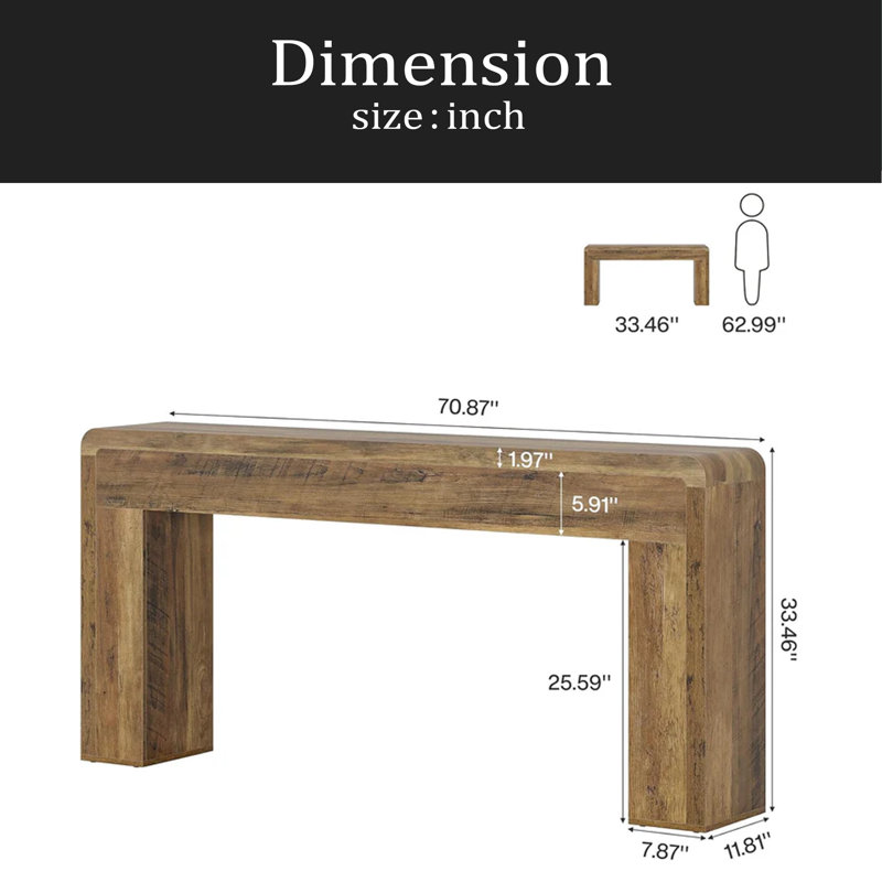 Table d'entrée en bois, console rustique, canapé