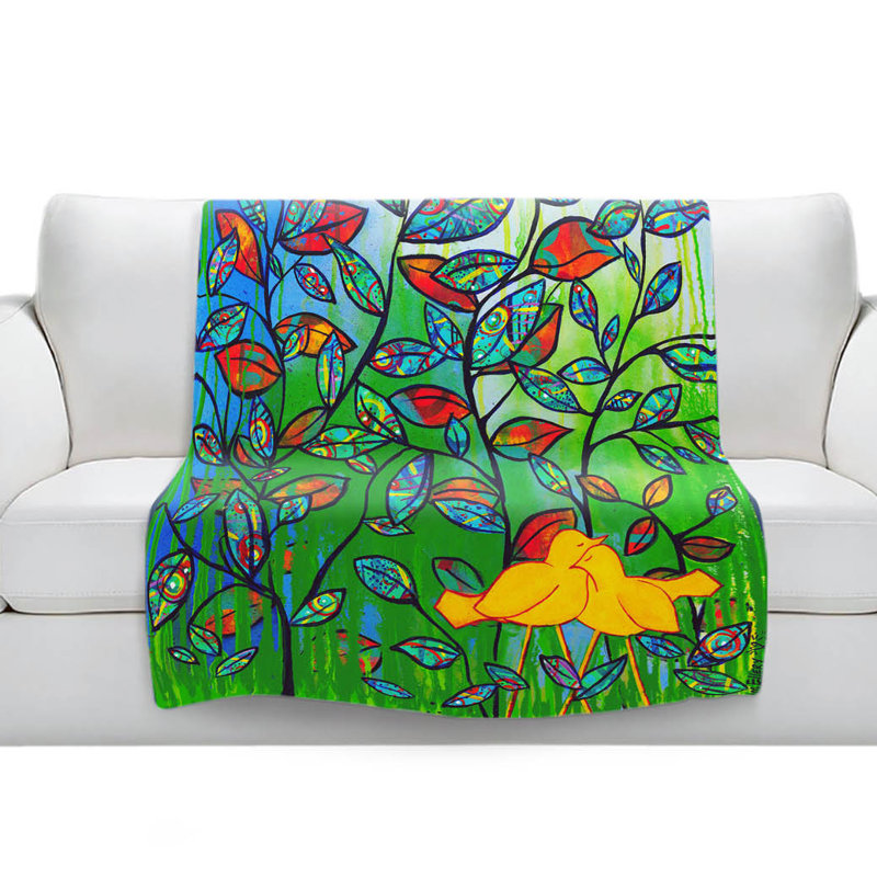 Couverture sherpa doux oiseaux love oiseaux, l 51 po x L 60 po