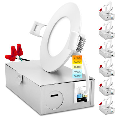 3'' Selectable Color Temperature Dimmable Air-Tight IC Rated LED Canless Recessed Lighting Kit