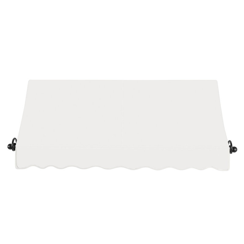 Awntech Charleston Acrylic Fabric Awning with Iron Scroll Arms, 28" H x 40.5" W x 24" D, White