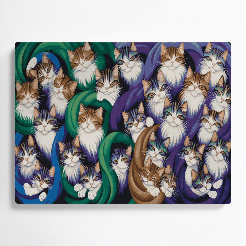 Art mural en métal «Cats Scottish Fold» mauve, H 288 po x l 432 po x P 0,05 po