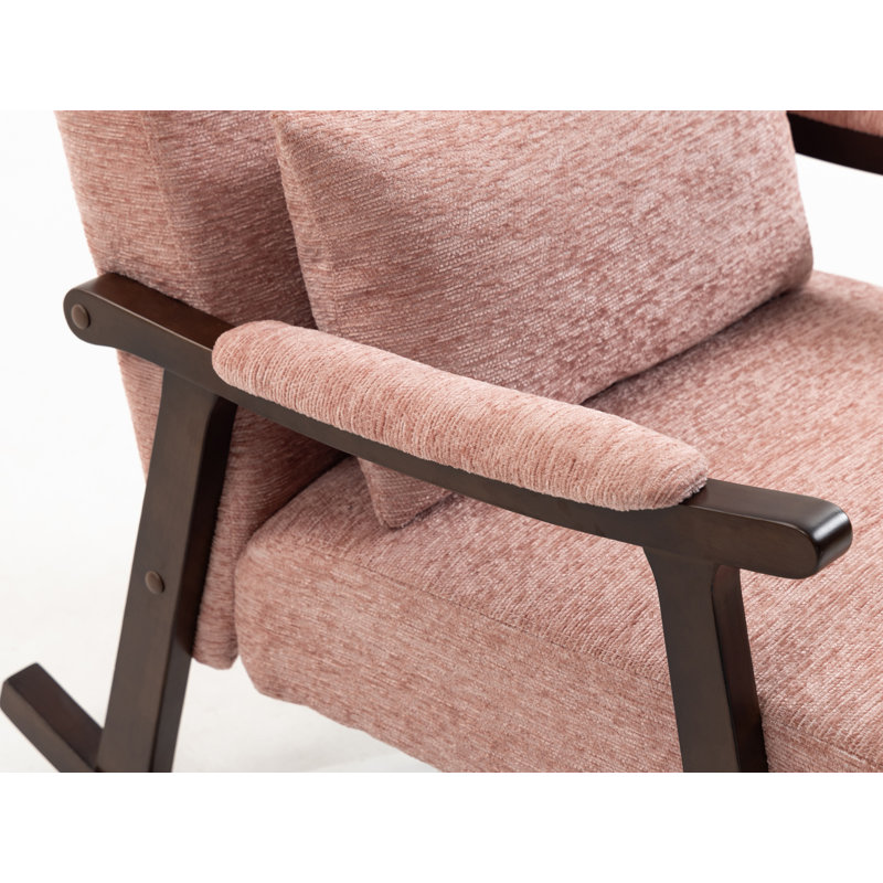 Chaise berçante en bois massif, Rose
