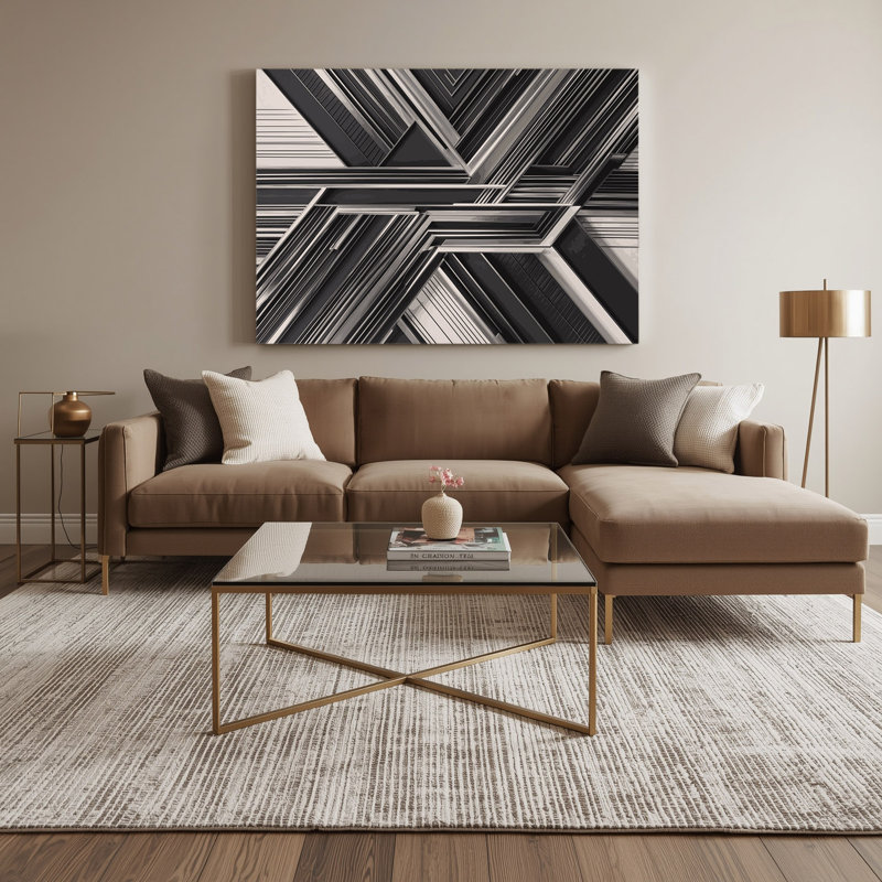 «Geometric Abstraction 90», art mural sur toile grise, H 12 po x l 18 po