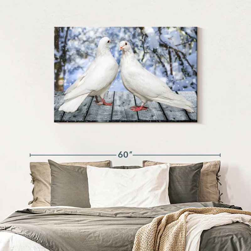 Brampt White Winter Doves, 30" H x 45" W