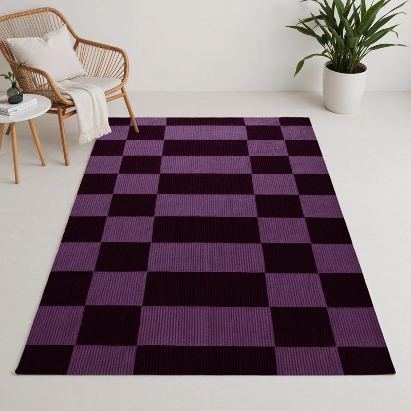 Tapis intérieur / extérieur mauve à carreaux, Rectangulaire 3 pi x 5 pi