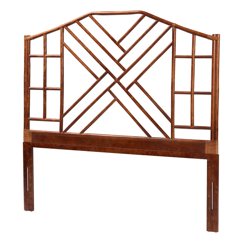Bali & Pari Kachiri Marbled Tortoise Natural Rattan Headboard - Handcrafted Coastal Boho Style Bedroom Backdrop, King, King