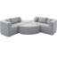 114,9 po de forme modulaire désossée avec des extrémités arrondies, des sièges profonds et des coussins de soutien en tissu bouclé gris-1260174439