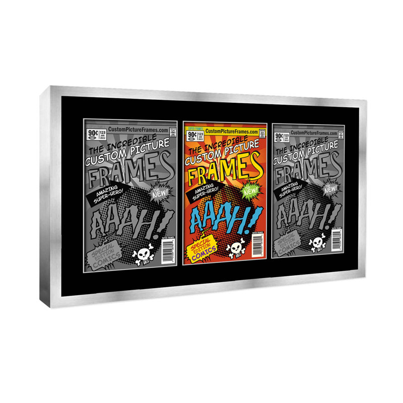 Wood Picture Frame with Mat, 6.875" x 10.5", Silver/Black
