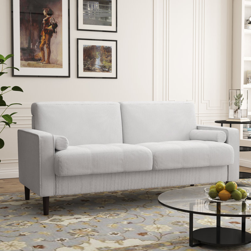 Carmelinda 62.6'' Corduroy Loveseat, Beige Corduroy
