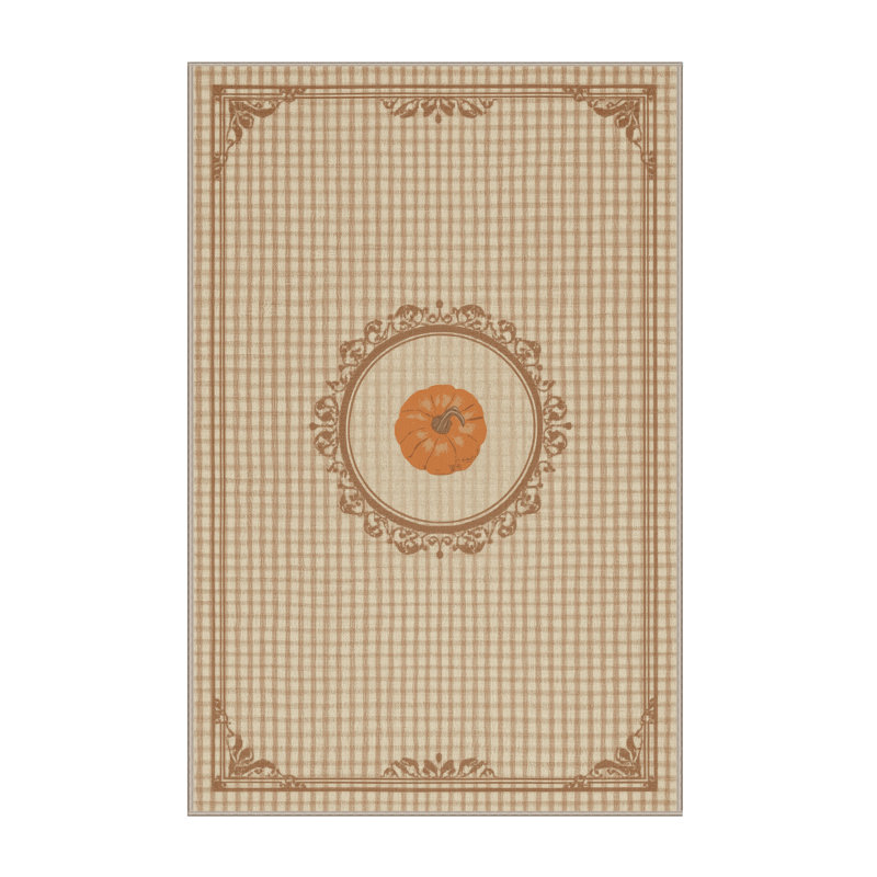 Soft Plush Faye Thanksgiving Modern & Contemporary Abstract Area Rug in Beige – Beige Binding, 6x9