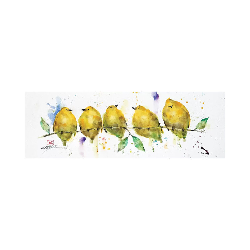 Lemon Birds by Dean Crouser - Panoramic Painting on Canvas, 30.48 cm H x 91.44 cm W x 1.91 cm D, No Frame