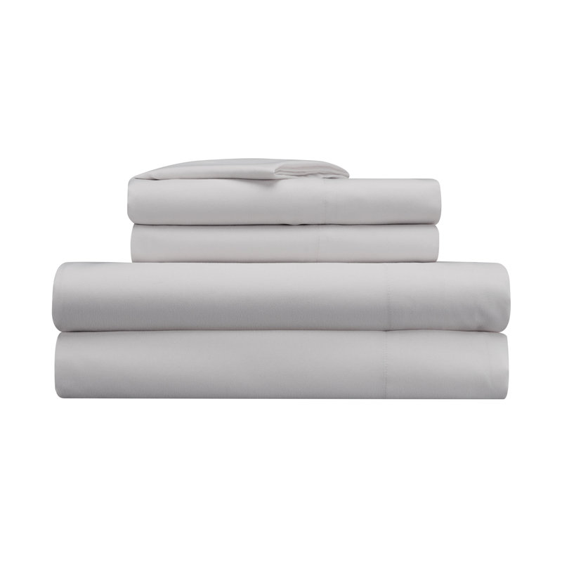 Simply Clean Antimicrobial Microfiber Sheet Set, Twin, Silver Gray