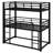 Twin Size Triple Bunk Beds With 2 Ladders, Metal Bunk Bed Frame With Guardrails-541163399