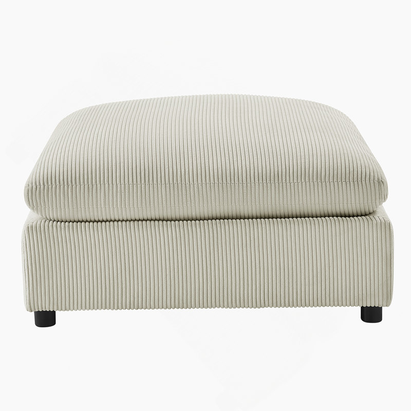 Chelsea Beige Corduroy Ottoman, Beige