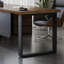 Bureau brun clair + bois massif rectangulaire noir + bureaux en fer-108304538-108304536