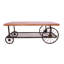 Rectangular Metal & Wood Coffee Table - Grey Oak Vintage With Wheels Finish
