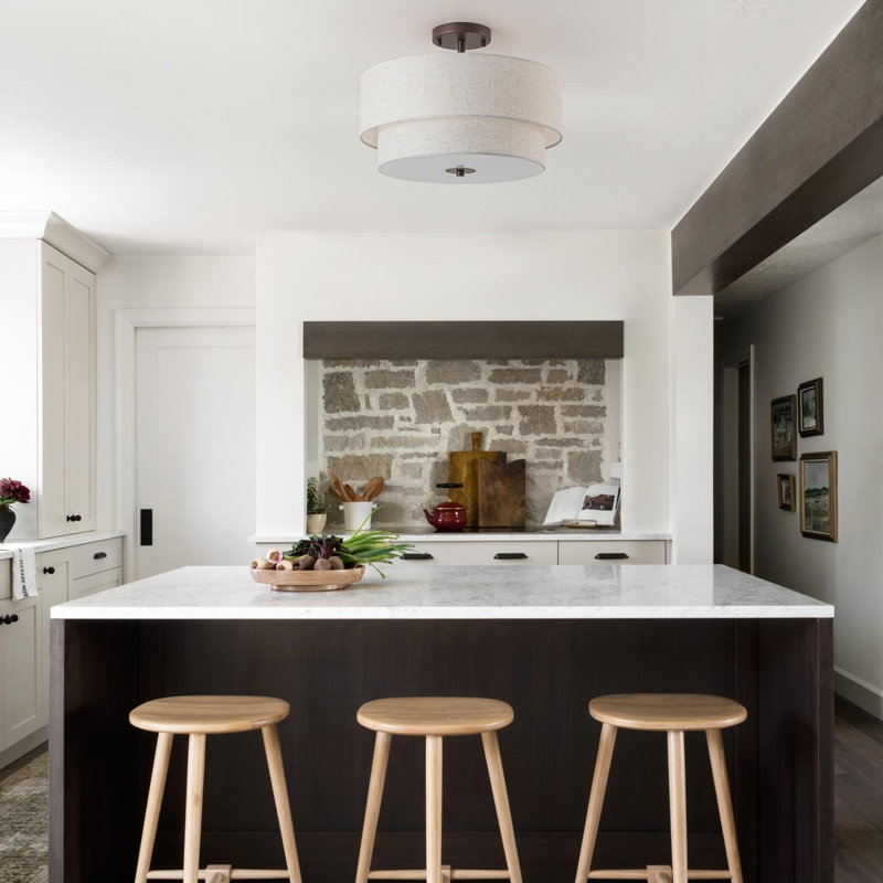 Semi Flush Mount Ceiling Light,16 inch Double Drum Ceiling Light Fixture,3-Light Semi Flush Mount Light Fixture,Oil Rubbed Bronze Finish,Modern Ceiling Light for Living Room,Bedroom,Hallway