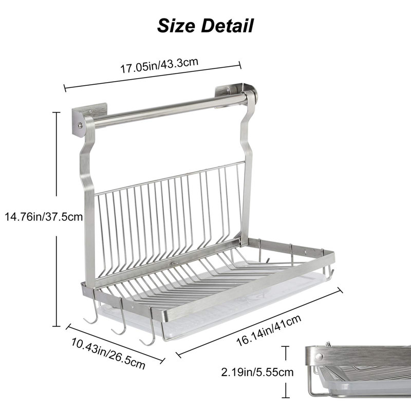 Stainless Steel Foldable Over-the-Sink Dish Rack with Drainboard