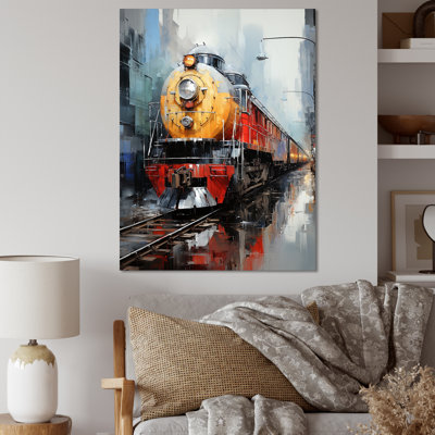 Jaune - train rouge - impression