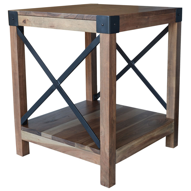 Table de bout en bois massif avec rangement Altoona