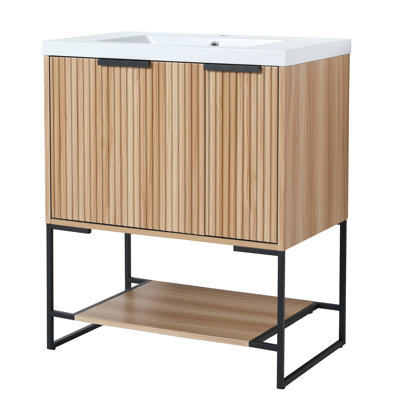Meuble-lavabo de salle de bain autoportant en résine de 30 po - Contreplaqué de qualité supérieure