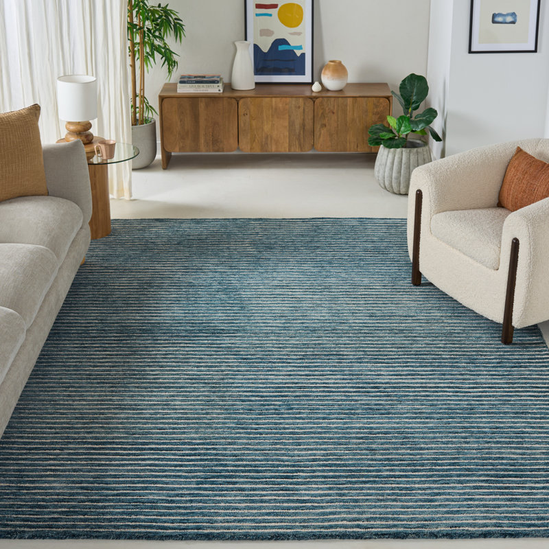 Ebony 507 Hand Tufted Wool Pile Striped Rug, 8'-0" X 10'-0" Rectangle