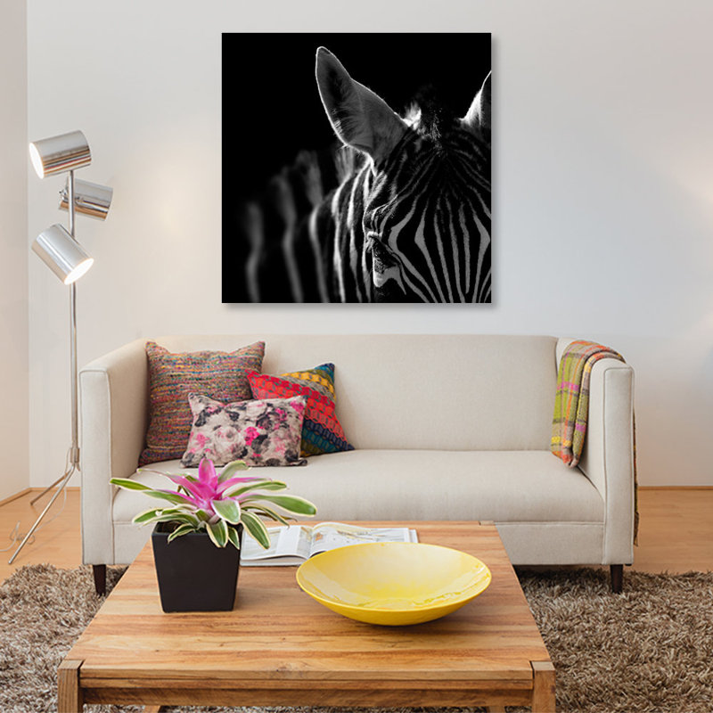 « zèbre iv », reproduction de photo sur toile, H 26 po x l 26 po x P 1,5 po, Toile tendue, Pas de tapis