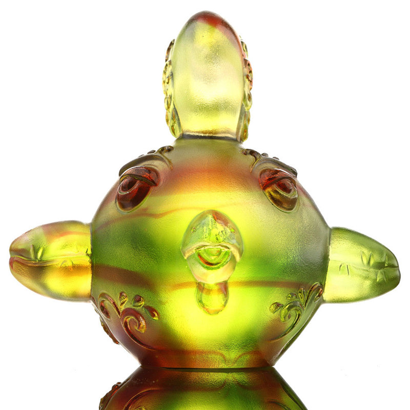 Zodiac Rooster Crystal Figurine, Gold Red/Green