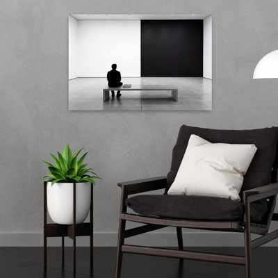 Man In Art Gallery Minimalist Modern Abstract Architecture Wall Art