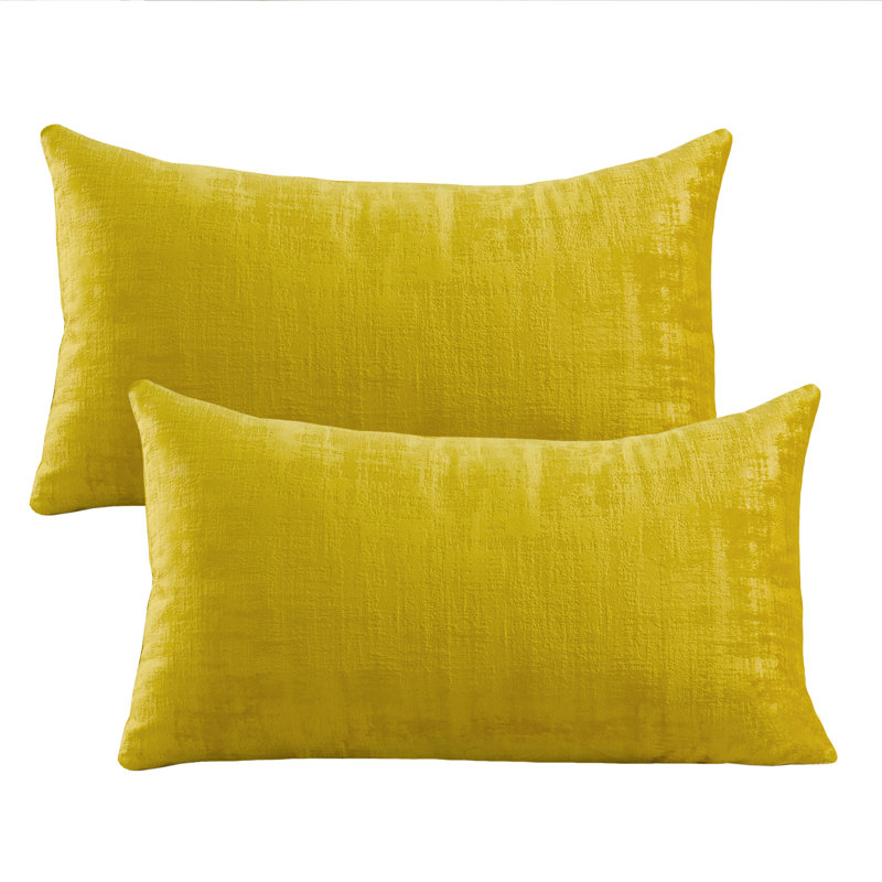 Textured Velvet Textured Rectangular Pillow Cover, Sulphur