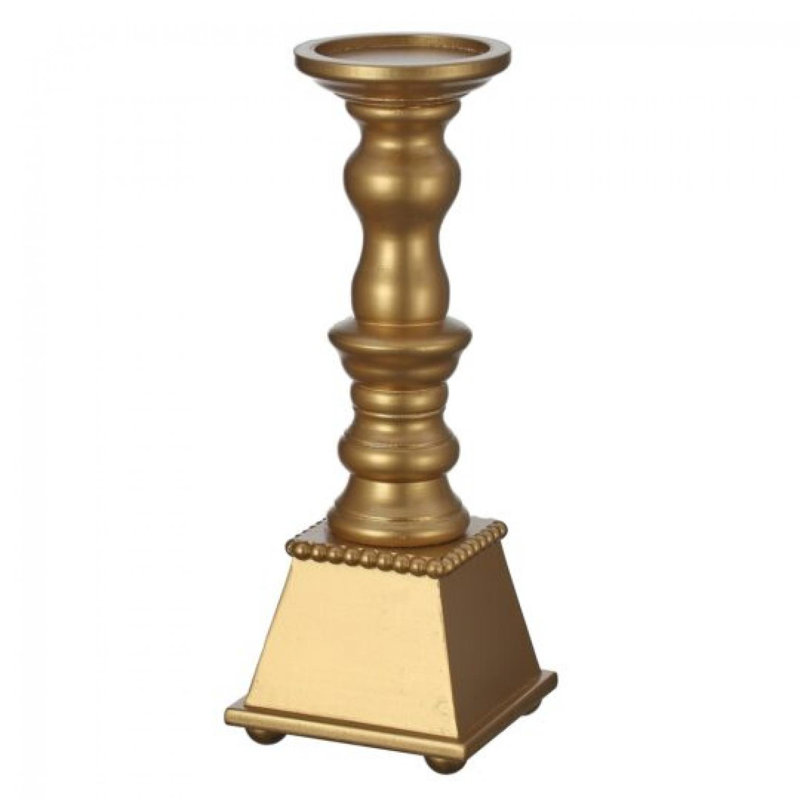Gold Wooden Pillar Candle Holder Stand