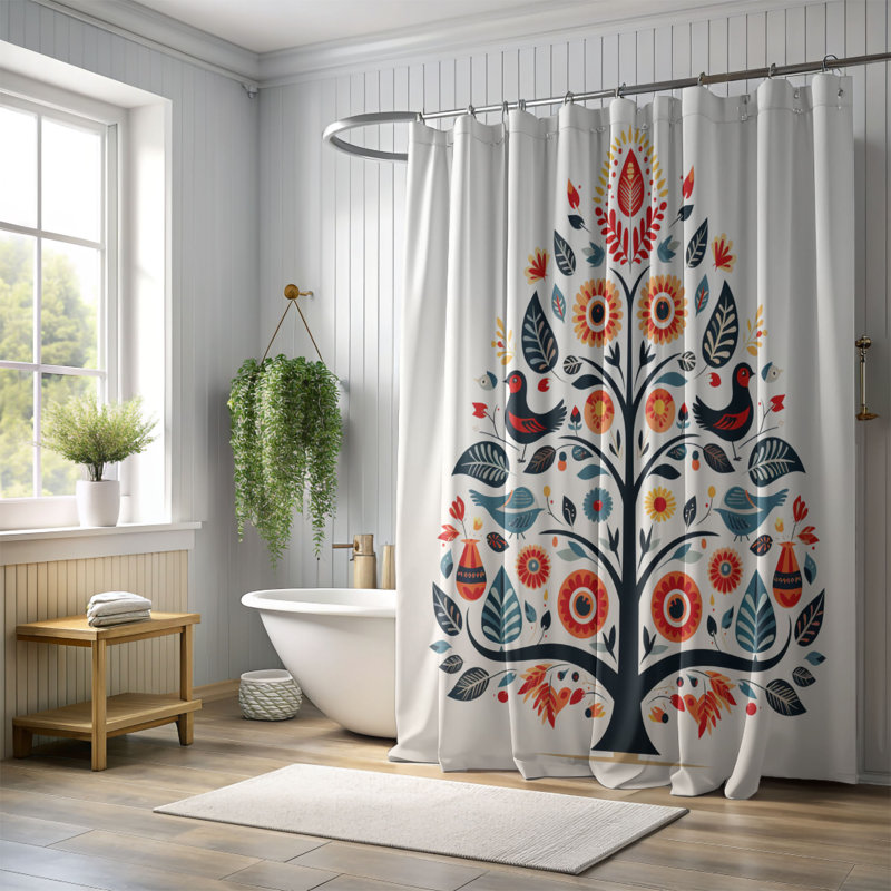Rideau de douche 1 pièce Scandi Festive, H 74 po x l 71 po