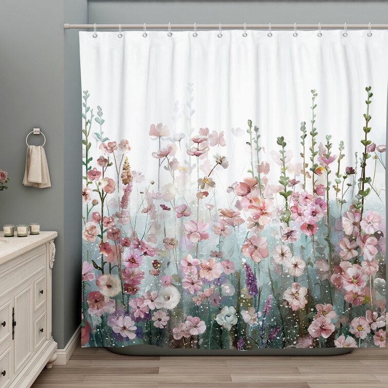 Deckland Floral Shower Curtain with Snap-In Liner Set, No Hooks Needed Winston Porter