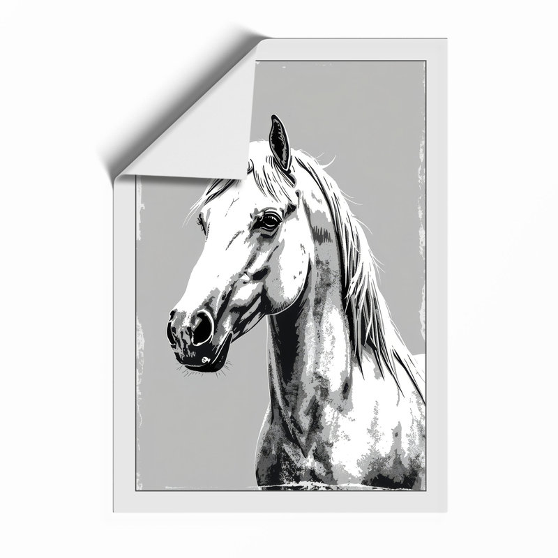 Unicorn in Charcoal Minimalist - Framed Print, A3 - 42.0 x 29.7 cm, Unframed