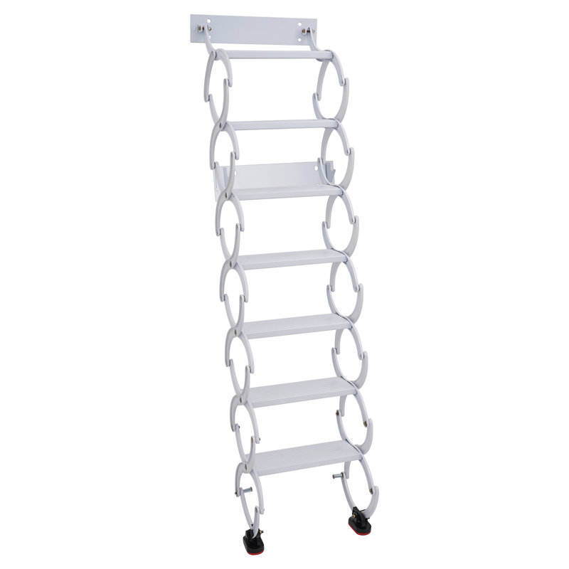 7 Steps Wall Mounted Retractable Ladder, White