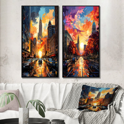 " City Detroit Popart " 2 - Pieces