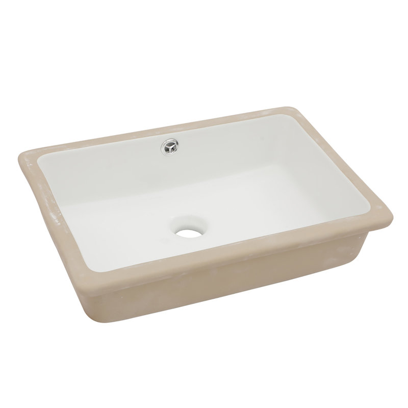 18'' Beige and White Ceramic Rectangular Undermount Bathroom Sink