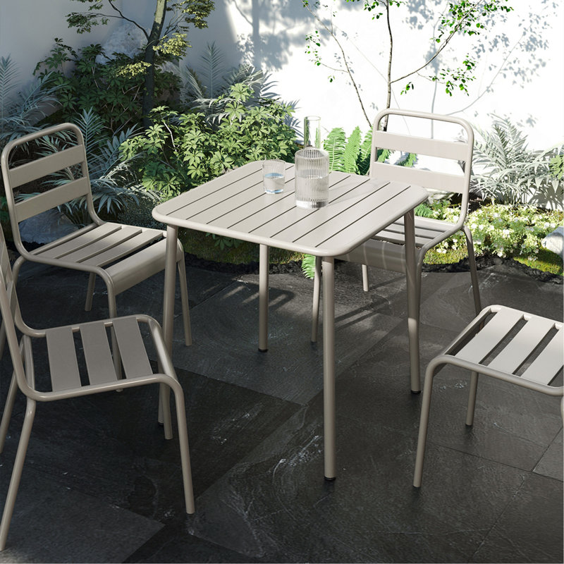 Table de salle à manger d'extérieur Sera, Blanc rétro