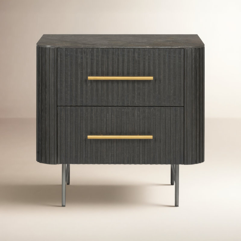Geira 26'' W Plywood / Laminate Board Nightstand, Black