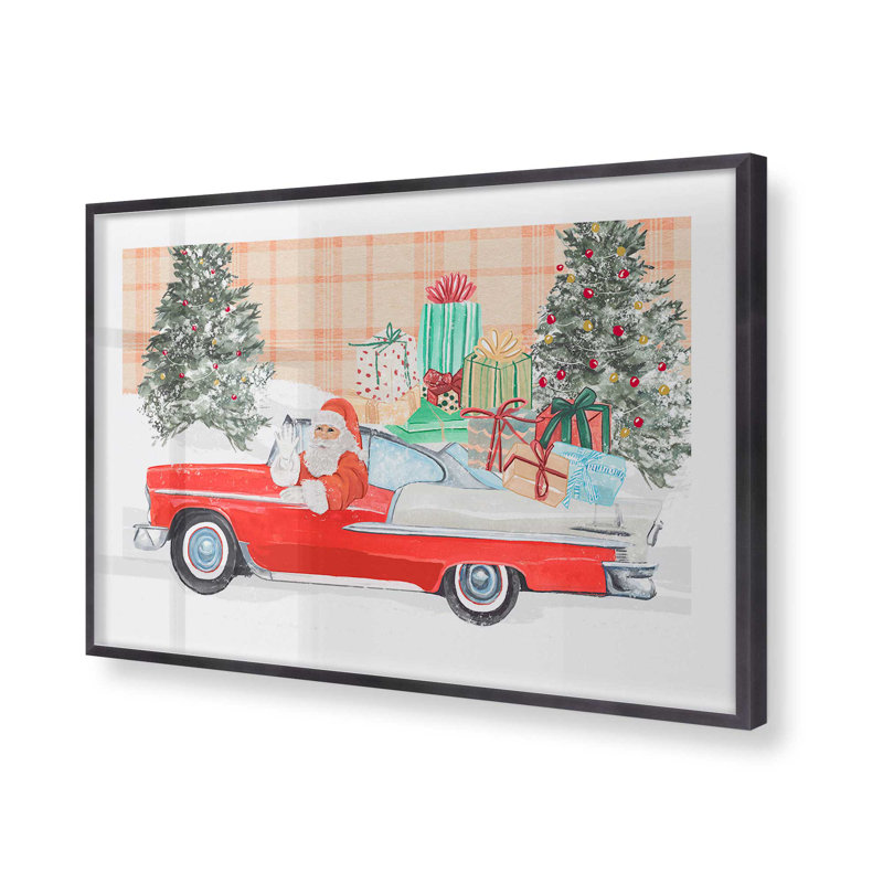 Imprimé convertible du père Noël, H 12,25 po x l 15,25 po x P 1,25 po, Cadre simple en zinc patiné