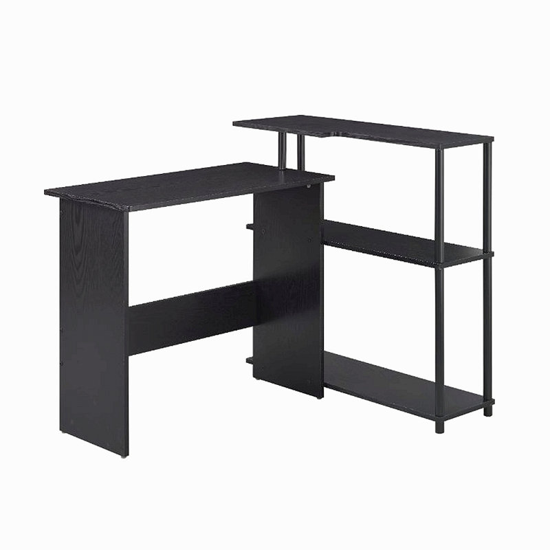 Bureau d'écriture rectangulaire avec tablette latérale, Noir