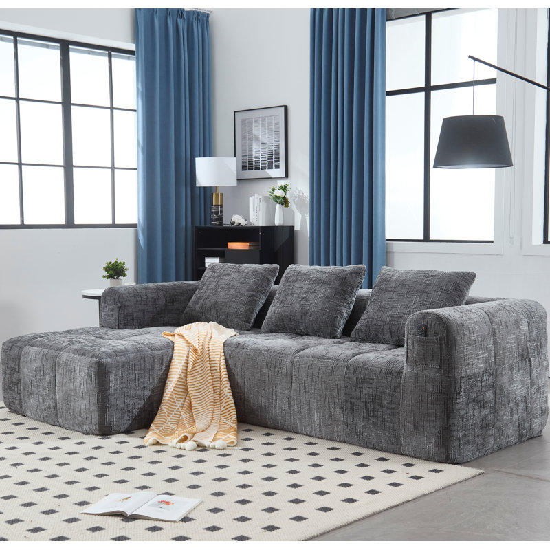 Canapé modulaire 2 pièces Boneless, Gris chenille