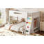 Lit simple superposé au-dessus de grand lit simple avec garde-robe intégrée, rangement et escalade enfantine, fabrication en bois massif (sans matelas)-132915887