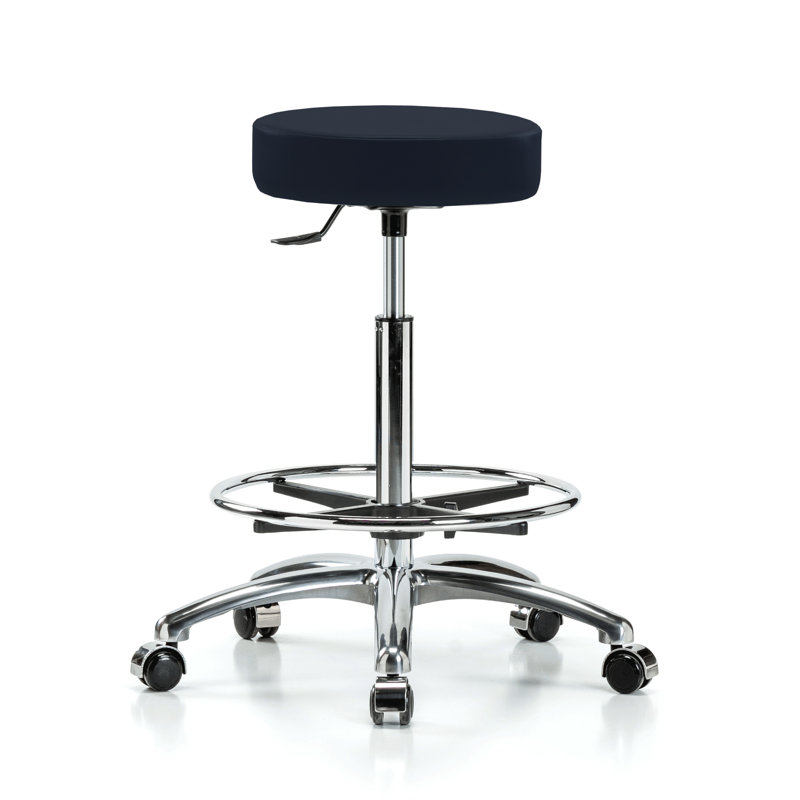 Tabouret médical avec anneau de pied en chrome PERCH | Hauteur du banc élevé: 24 à 34 po, Tissu impérial