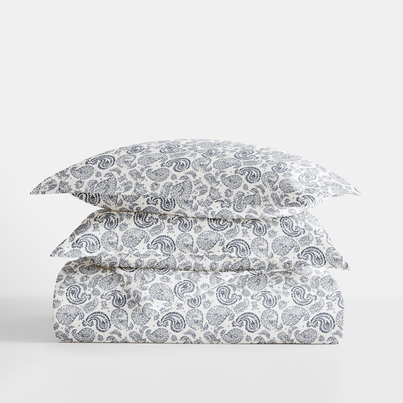 Light Gray Paisley Microfiber Twin/Twin XL Duvet Cover Set