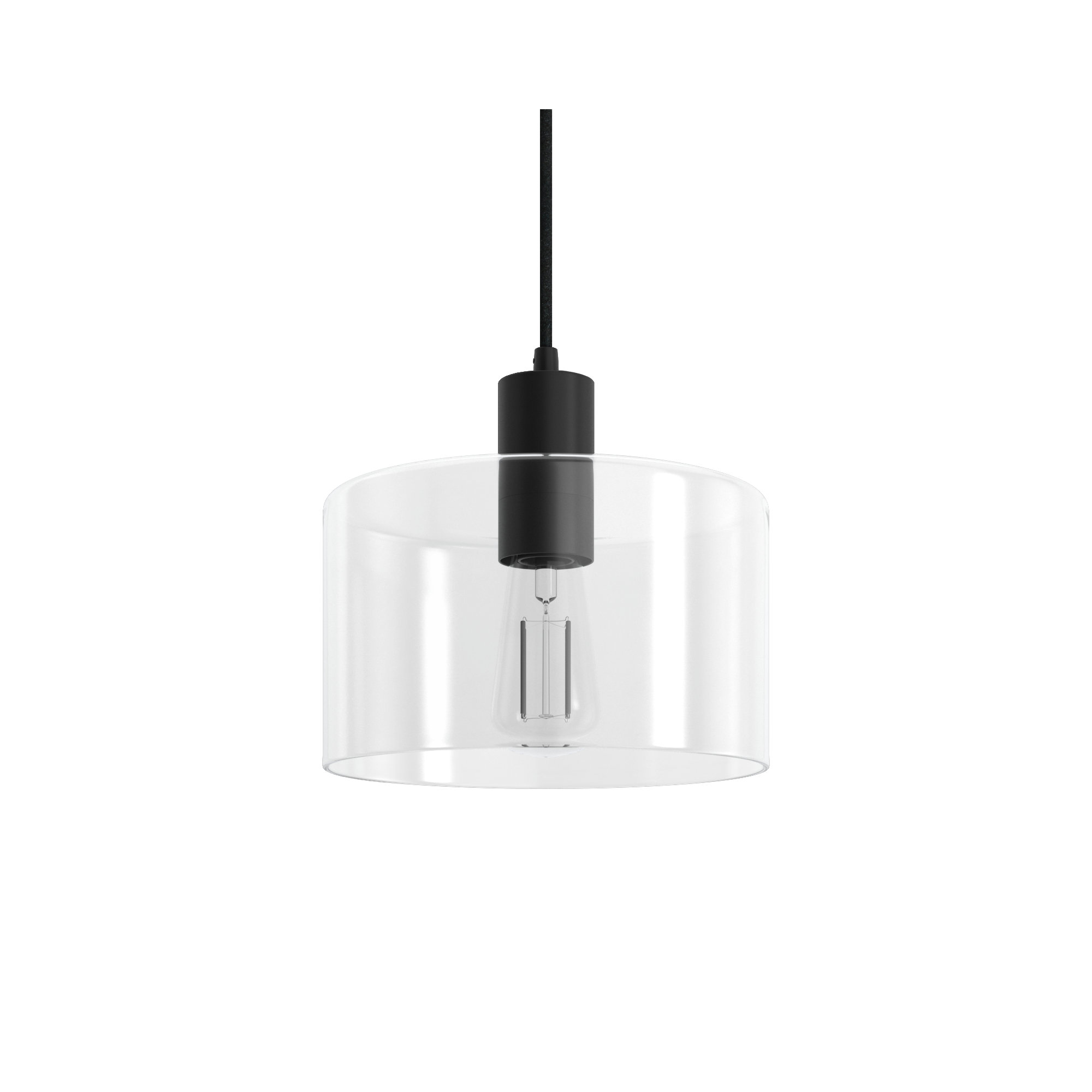 Henri Single Light Glass Dimmable Pendant, Blackened Bronze, Clear