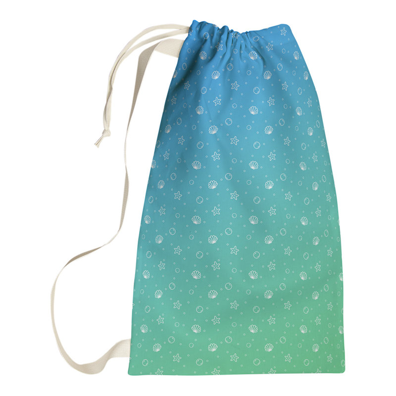 Sac à linge coquillage, Petit (H 64 po x l 20 po x P 1,5 po), Bleu / Vert