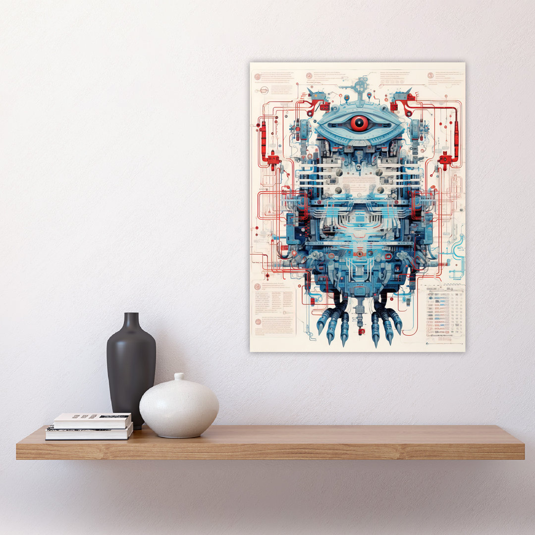 Wall Art Print Bird Robot Hybrid Schematic Futuristic Secret Spy Cam Complex Arcane Manuscript Gift For Cave Poster